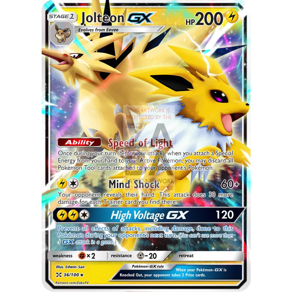 Jolteon GX Custom Pokemon Card - ZabaTV