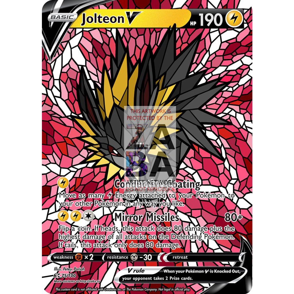 Jolteon V Stained-Glass Custom Pokemon Card - ZabaTV