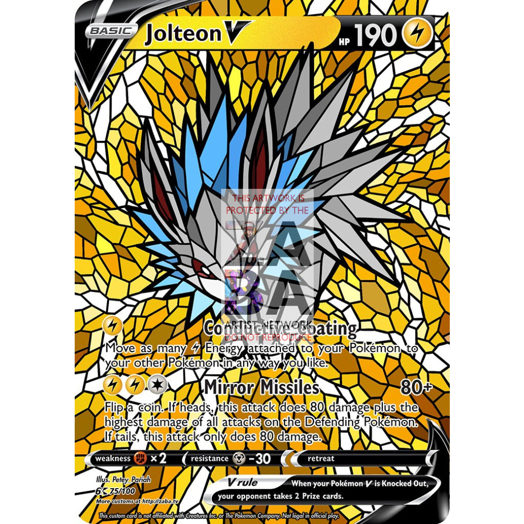 Jolteon V Stained-Glass Custom Pokemon Card - ZabaTV