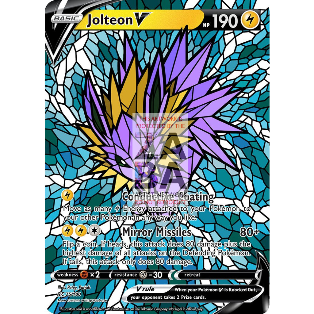 Jolteon V Stained-Glass Custom Pokemon Card - ZabaTV