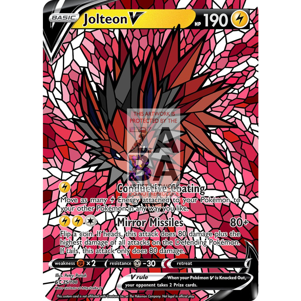 Jolteon V Stained-Glass Custom Pokemon Card - ZabaTV