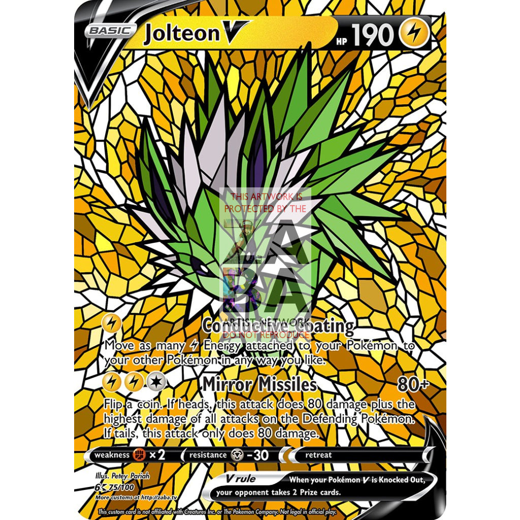 Jolteon V Stained-Glass Custom Pokemon Card - ZabaTV