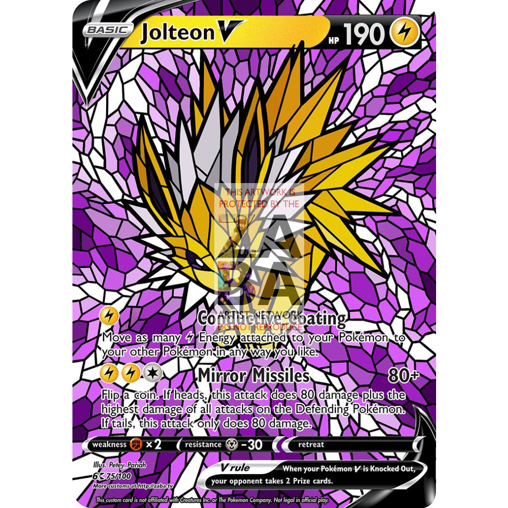 Jolteon V Stained-Glass Custom Pokemon Card - ZabaTV