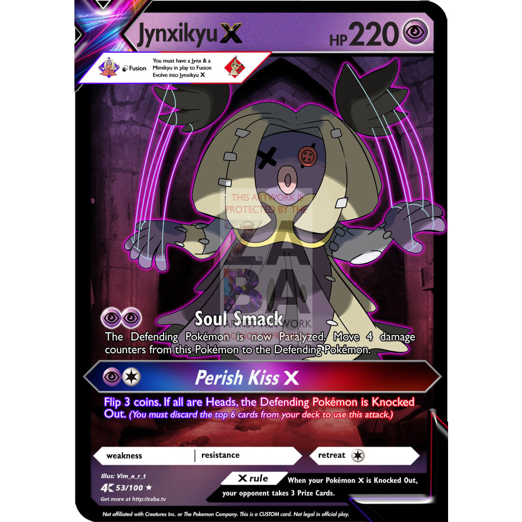 Jynxikyu X (Jynx + Mimikyu) Custom Pokemon Card - ZabaTV