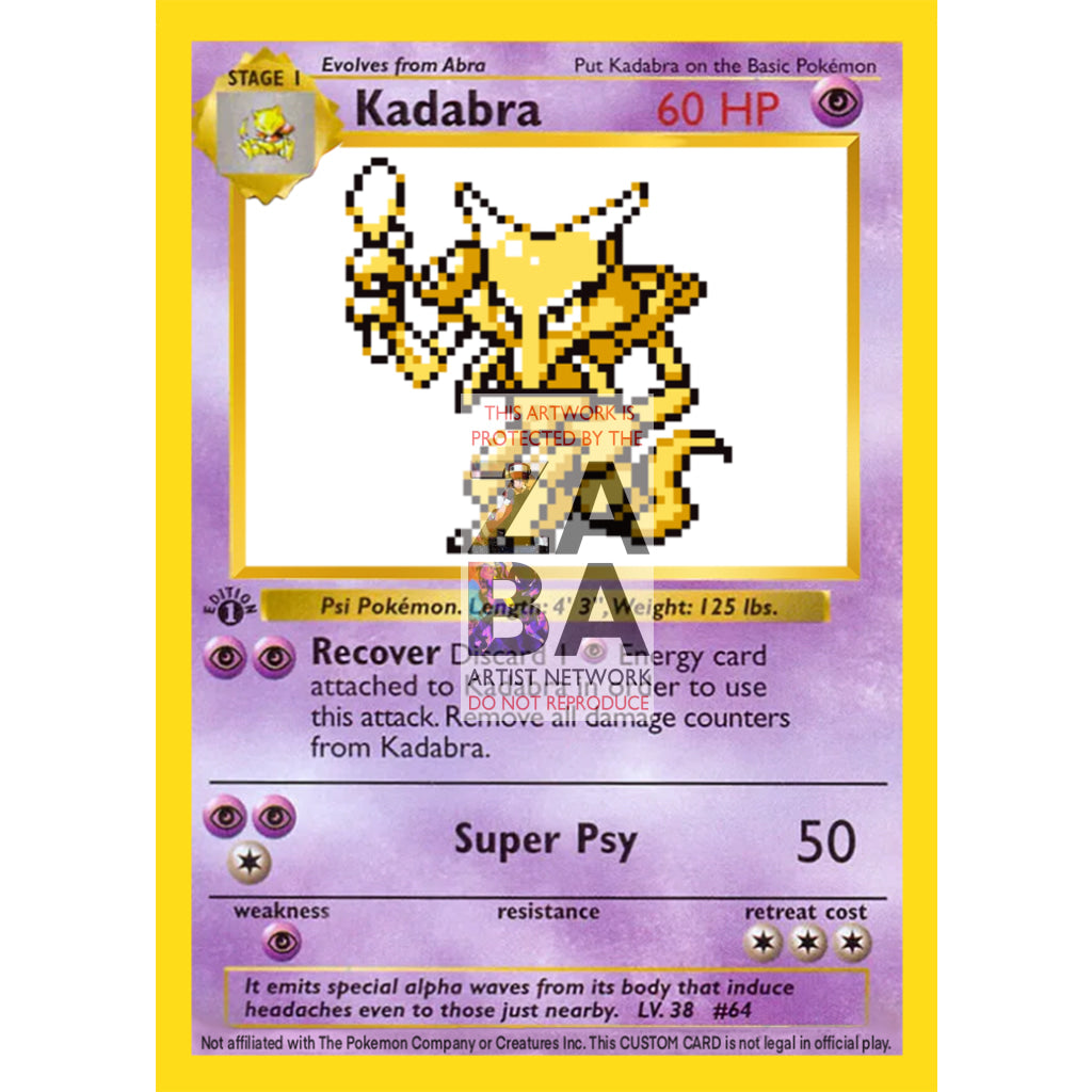 Kadabra Game Sprite Custom Pokemon Card - ZabaTV