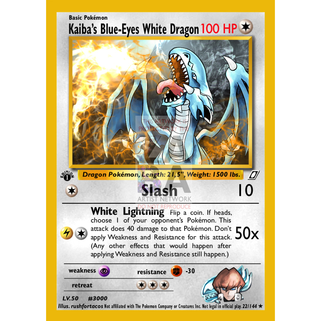 Kaiba’s Blue Eyes White Dragon As A Pokemon Card Custom