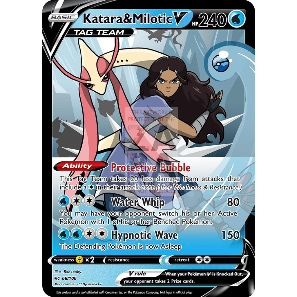 Katara & Milotic Custom Atla X Pokemon Card Silver Foil