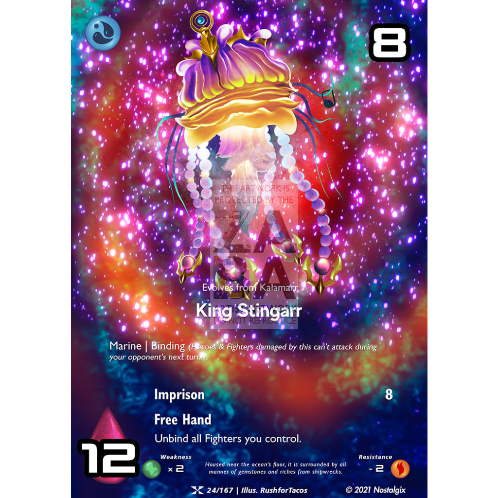 King Stingarr 24/167 Base Set Extended Art Custom Nostalgix Card With Text / Star Holographic