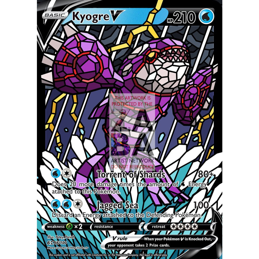 Kyogre V (Stained-Glass) Custom Pokemon Card - ZabaTV