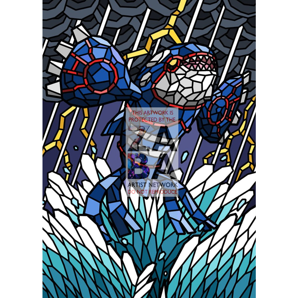 Kyogre V (Stained-Glass) Custom Pokemon Card - ZabaTV