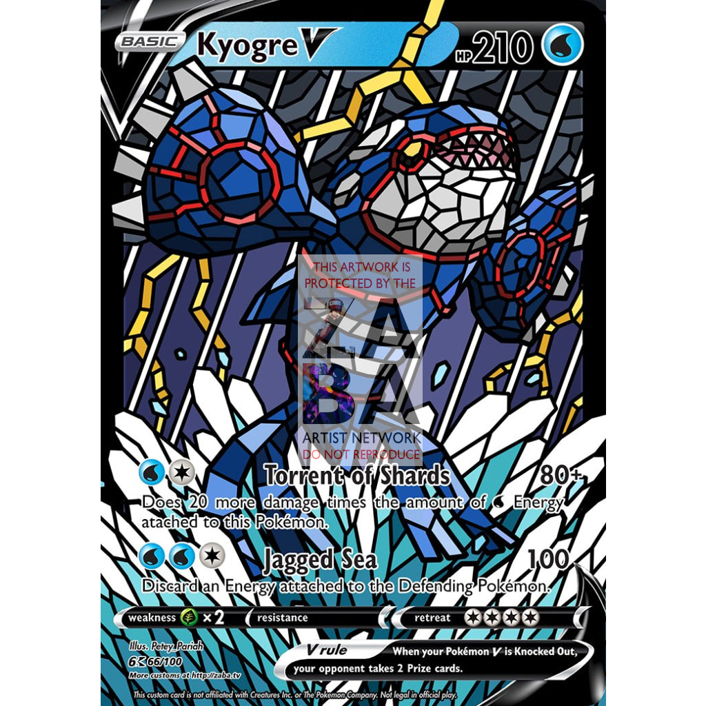 Kyogre V (Stained-Glass) Custom Pokemon Card - ZabaTV