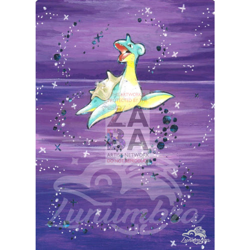 Lapras 10/62 Fossil Extended Art Custom Pokemon Card Textless Silver Holographic