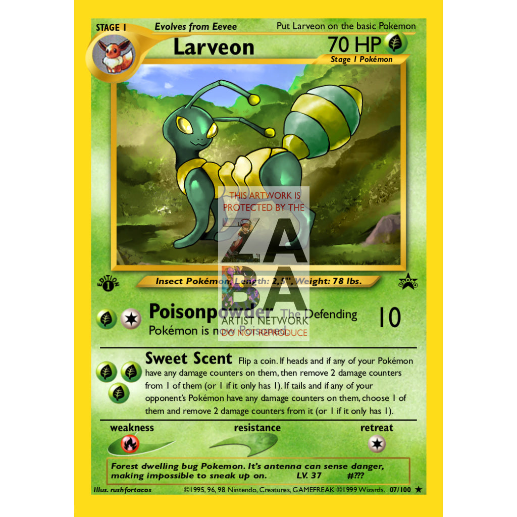 Larveon (Eeveelution) Custom Pokemon Card - ZabaTV