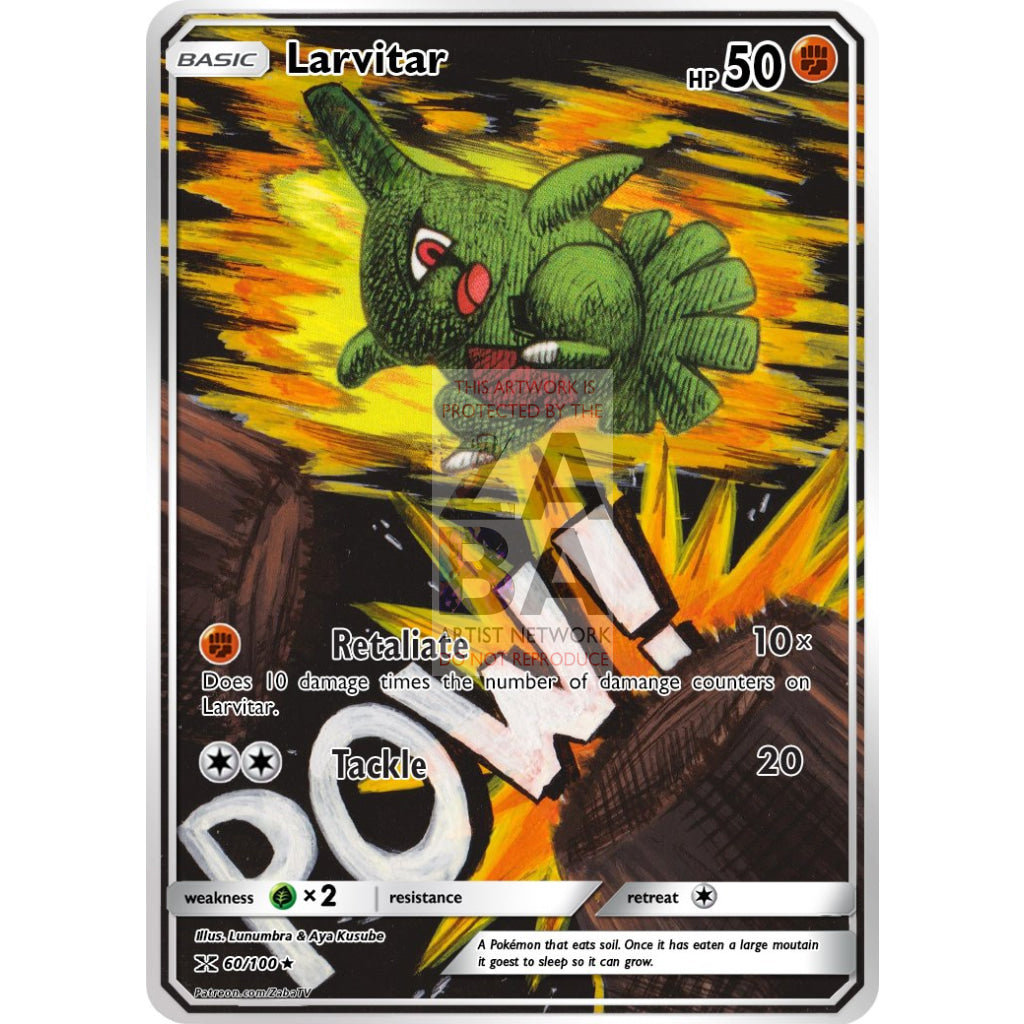 Larvitar Unseen Forces 61/115 Extended Art Custom Pokemon Card Non-Holographic