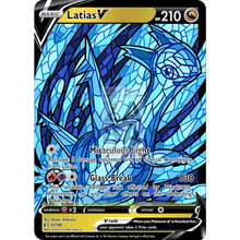 Latias V (Stained-Glass) Custom Pokemon Card Shining Blue / With Text Silver Foil