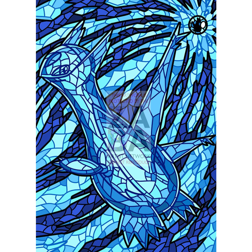 Latios V (Stained-Glass) Custom Pokemon Card Shining Blue / Textless Silver Foil