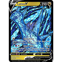 Latios V (Stained-Glass) Custom Pokemon Card Shining Blue / With Text Silver Foil