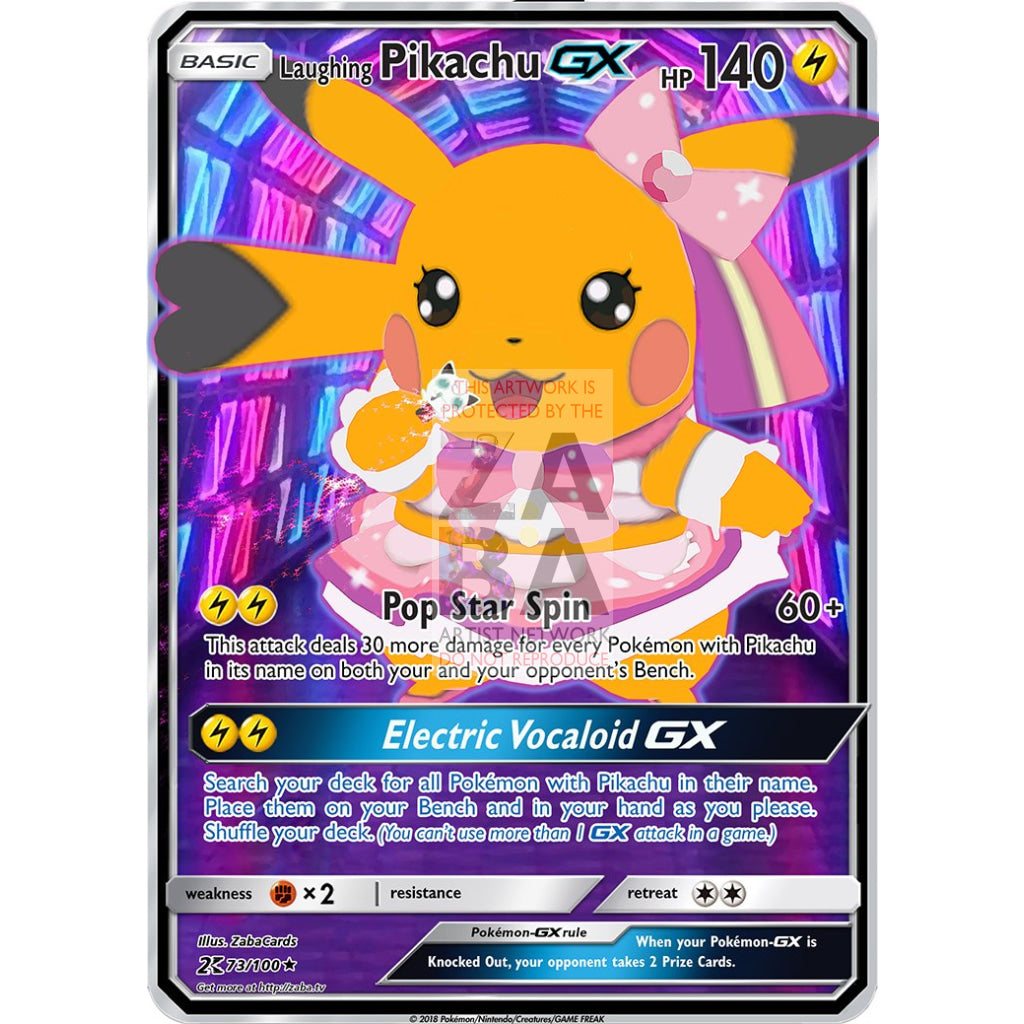 Laughing Pikachu GX Custom Pokemon Card - ZabaTV