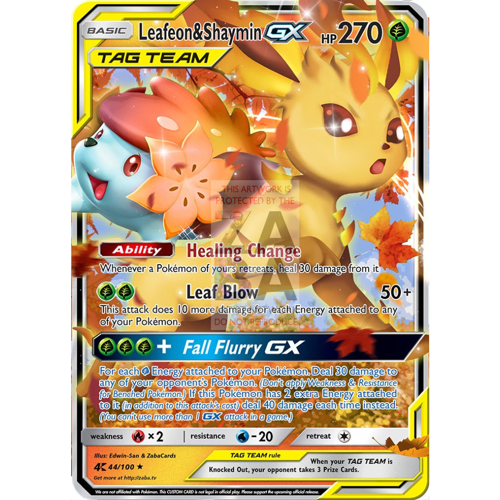 Leafeon & Shaymin GX Custom Pokemon Card - ZabaTV