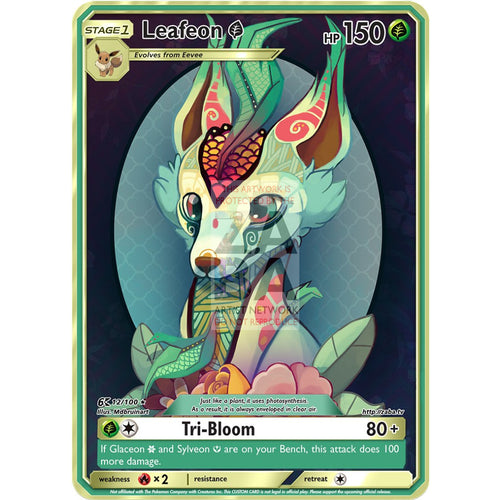 Leafeon Tribal Art Custom Pokemon Card Text / Silver Foil
