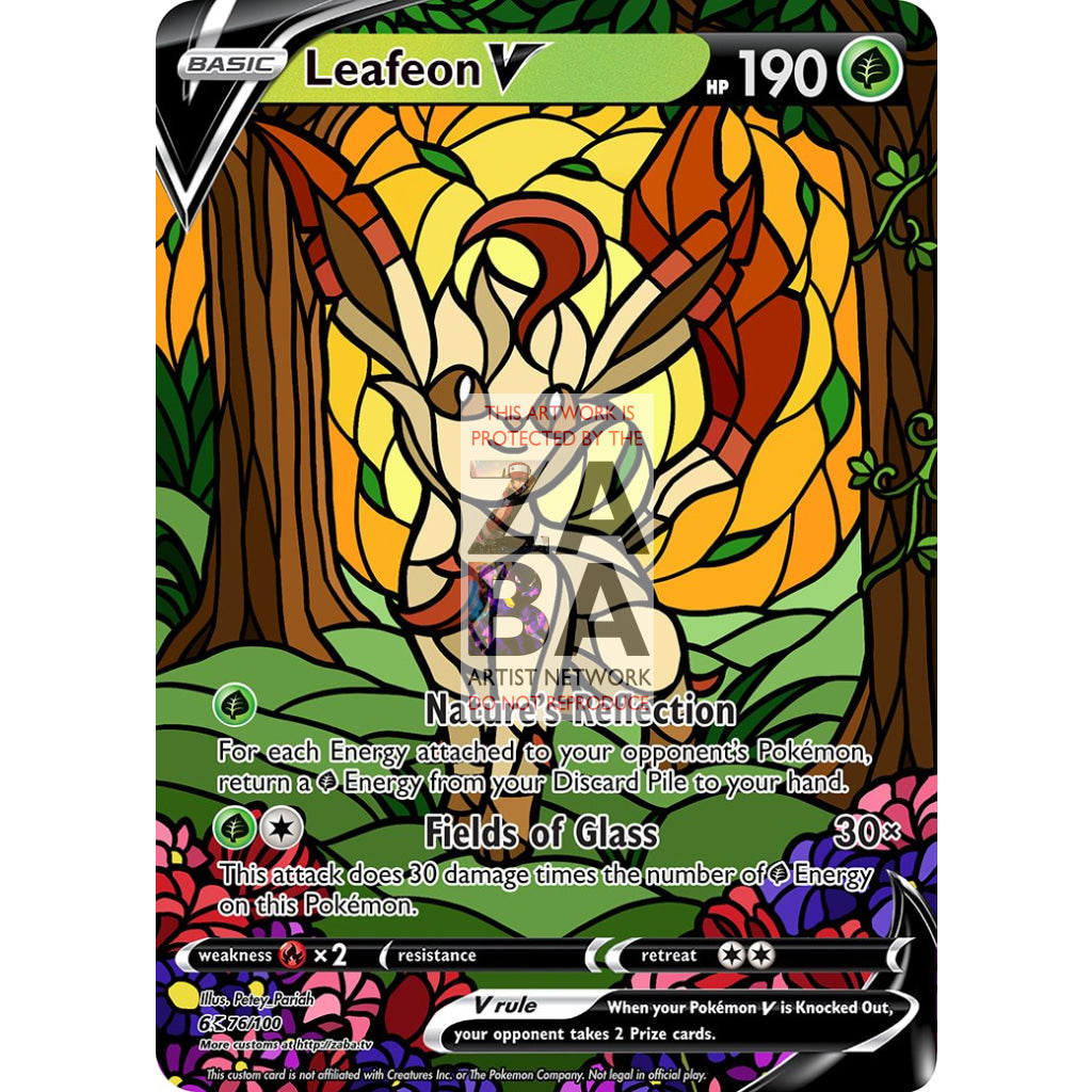 Leafeon V Stained-Glass Custom Pokemon Card - ZabaTV