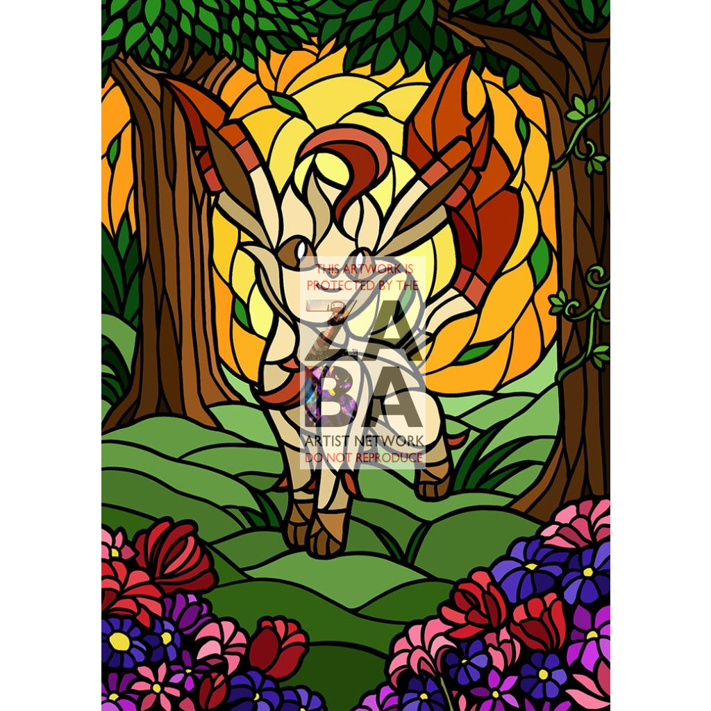 Leafeon V Stained-Glass Custom Pokemon Card - ZabaTV