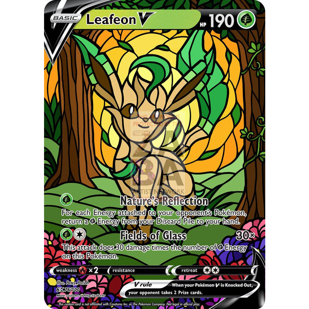 Leafeon V Stained-Glass Custom Pokemon Card