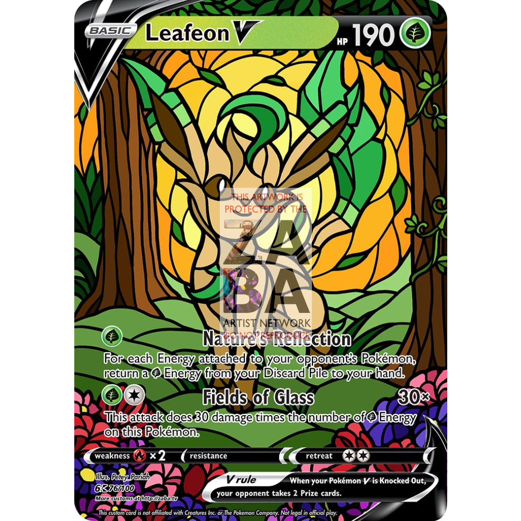 Leafeon V Stained-Glass Custom Pokemon Card - ZabaTV