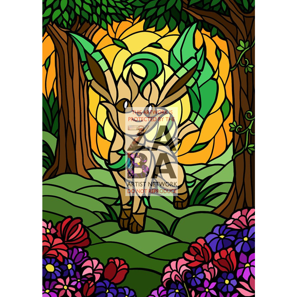 Leafeon V Stained-Glass Custom Pokemon Card - ZabaTV