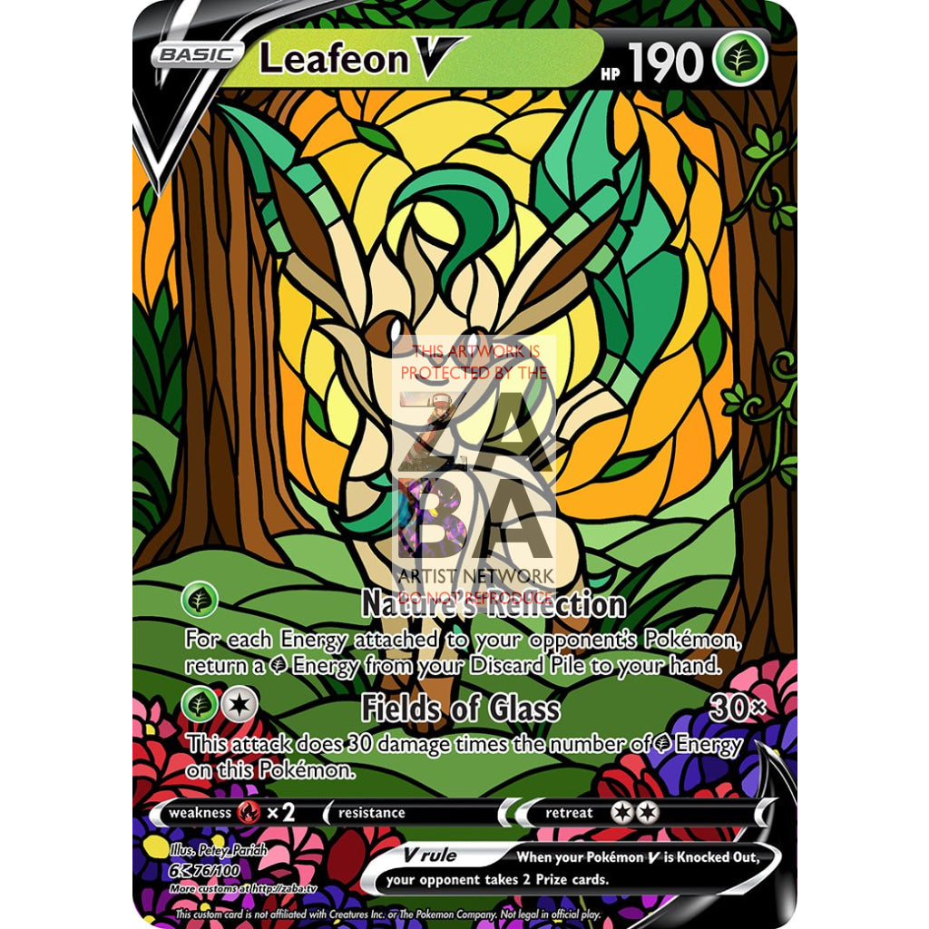 Leafeon V Stained-Glass Custom Pokemon Card - ZabaTV