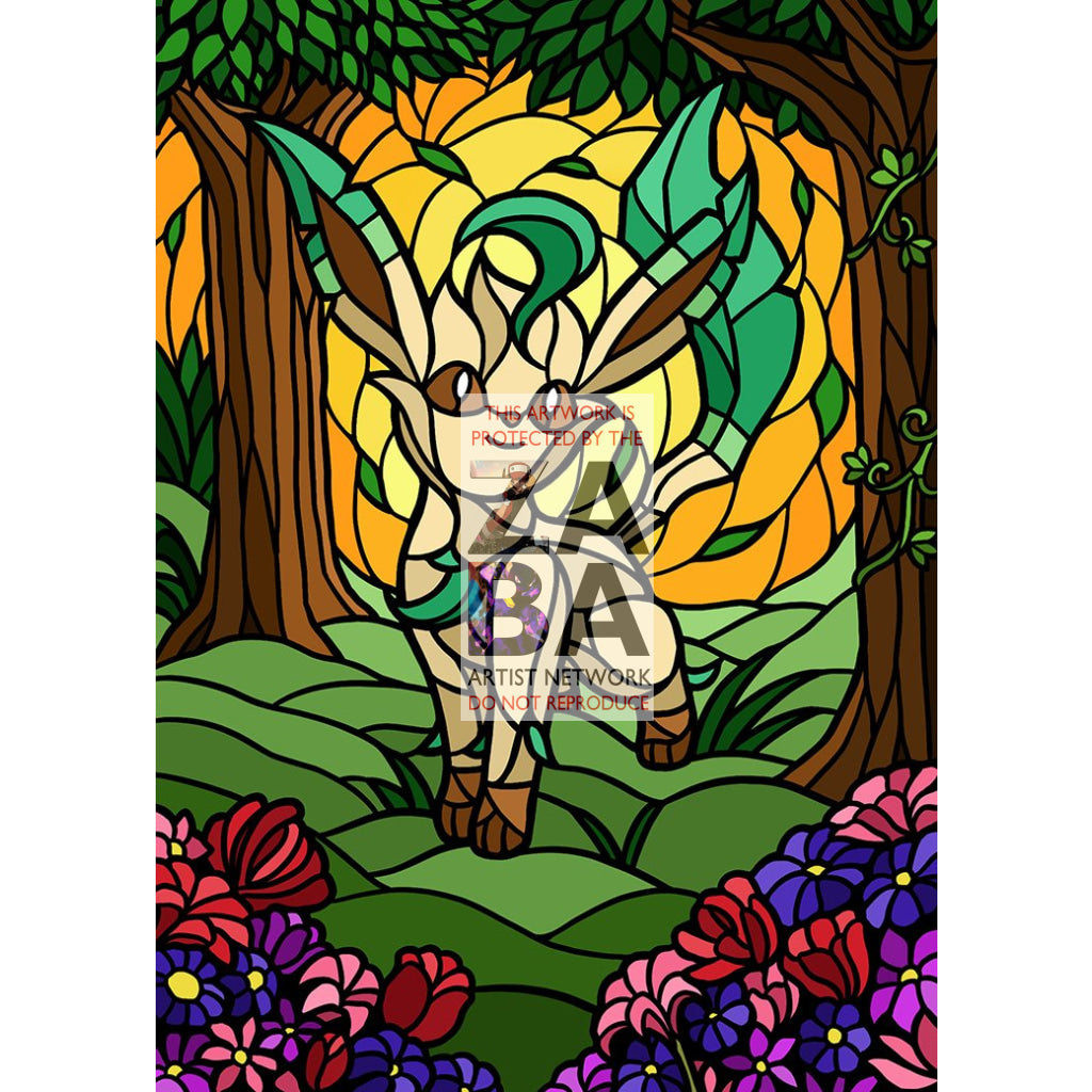 Leafeon V Stained-Glass Custom Pokemon Card - ZabaTV