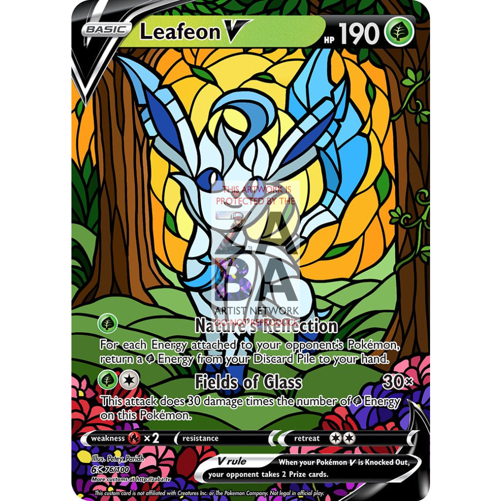 Leafeon V Stained-Glass Custom Pokemon Card - ZabaTV