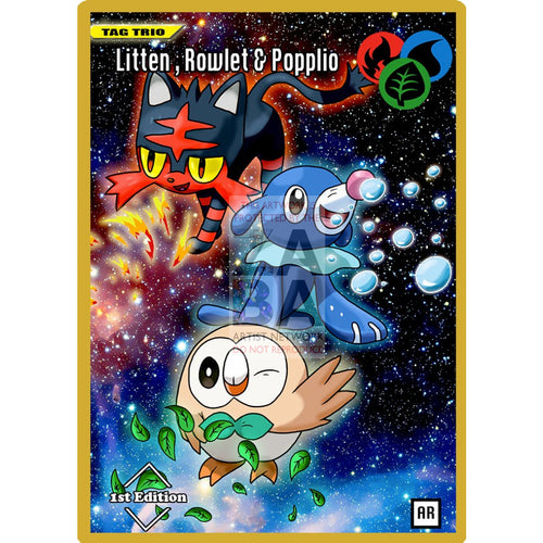Litten Rowlet & Popplio Anime Silhouette (Drewzcustomcards) - Custom Pokemon Card