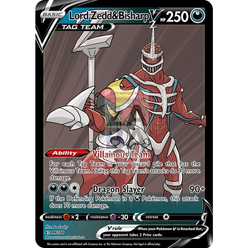 Lord Zedd & Bisharp V Custom Pokemon Card Silver Foil / With Text