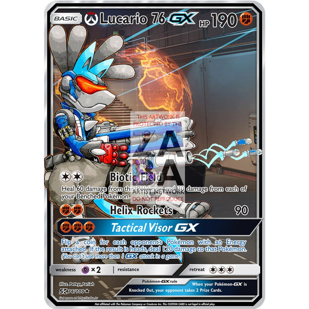 Lucario 76 GX (Lucario + Soldier 76) Custom Overwatch + Pokemon Card - ZabaTV