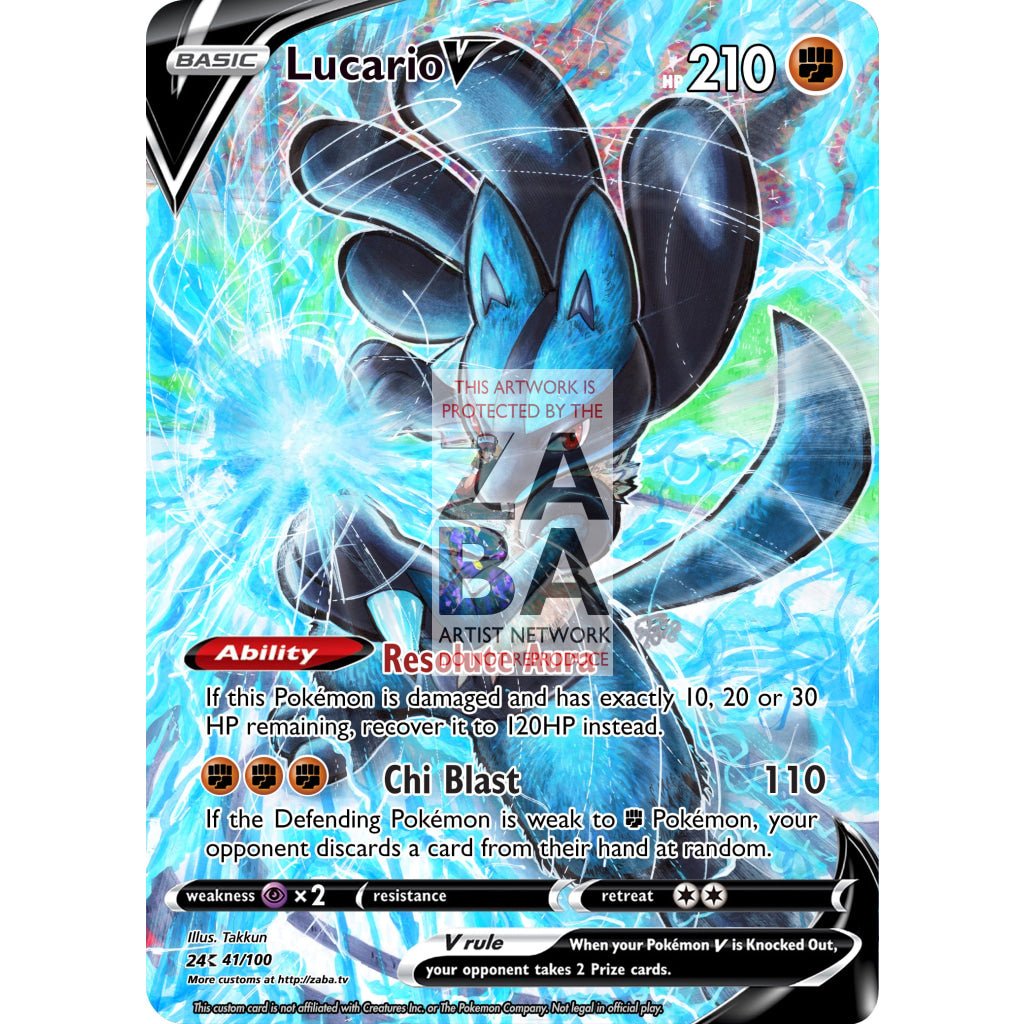 Lucario V Full Art Custom Pokemon Card Silver Foil / With Text