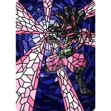 Lucario V (Stained-Glass) Custom Pokemon Card Shining Pink / Textless Silver Foil