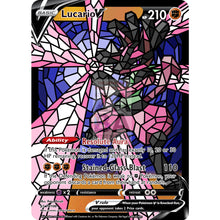 Lucario V (Stained-Glass) Custom Pokemon Card Shining Pink / With Text Silver Foil
