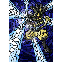 Lucario V (Stained-Glass) Custom Pokemon Card Shining / Textless Silver Foil