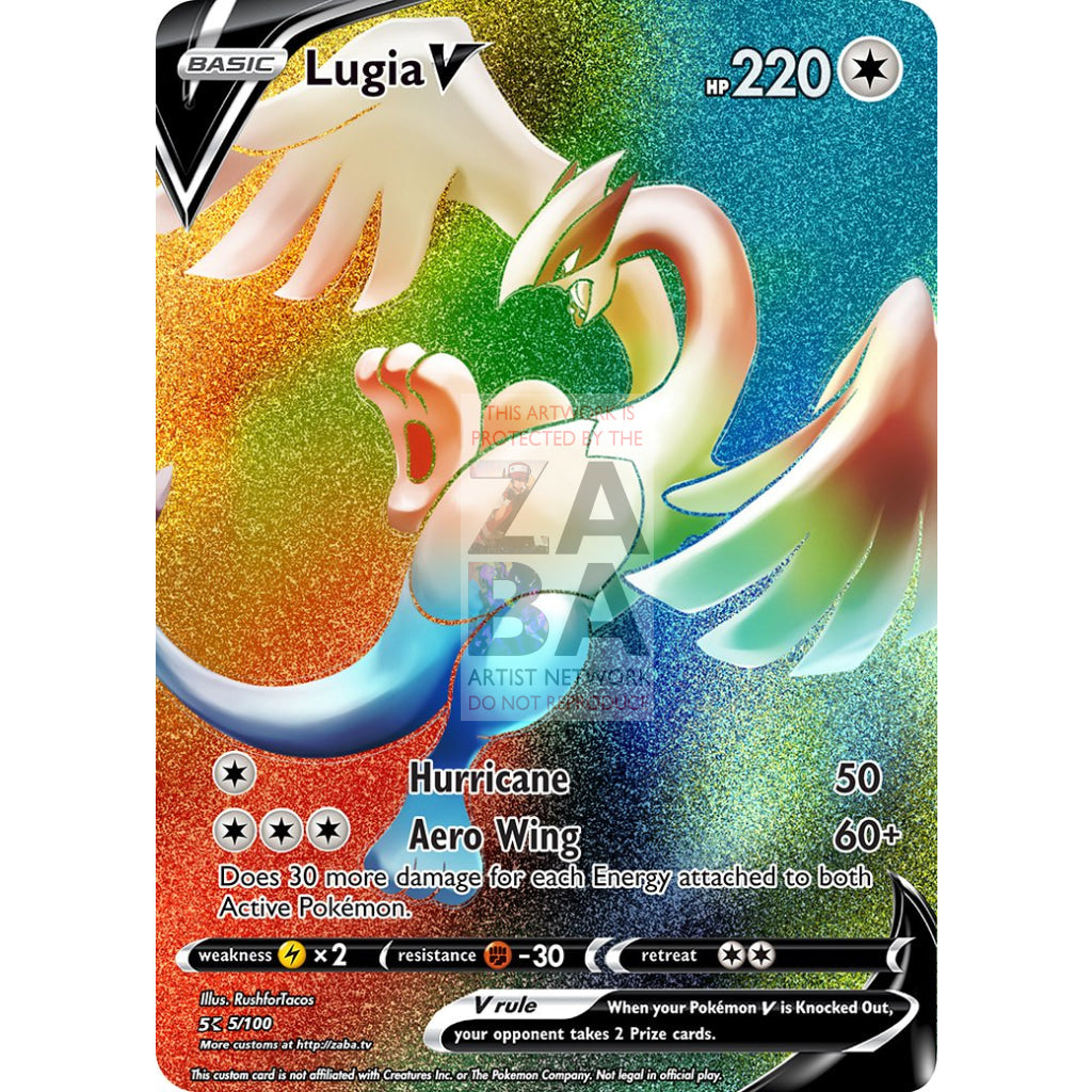 Lugia V Custom Pokemon Card Rainbow Rare / Silver Foil