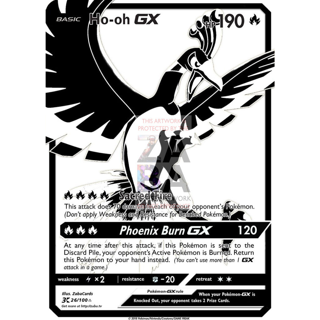 Luxury Silver Ho-Oh Gx Secret Rare Custom Pokemon Card Rainbow Silver