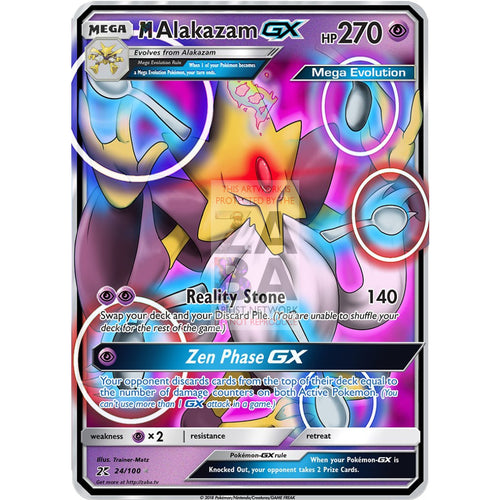 M Alakazam Gx Custom Pokemon Card Silver Holographic