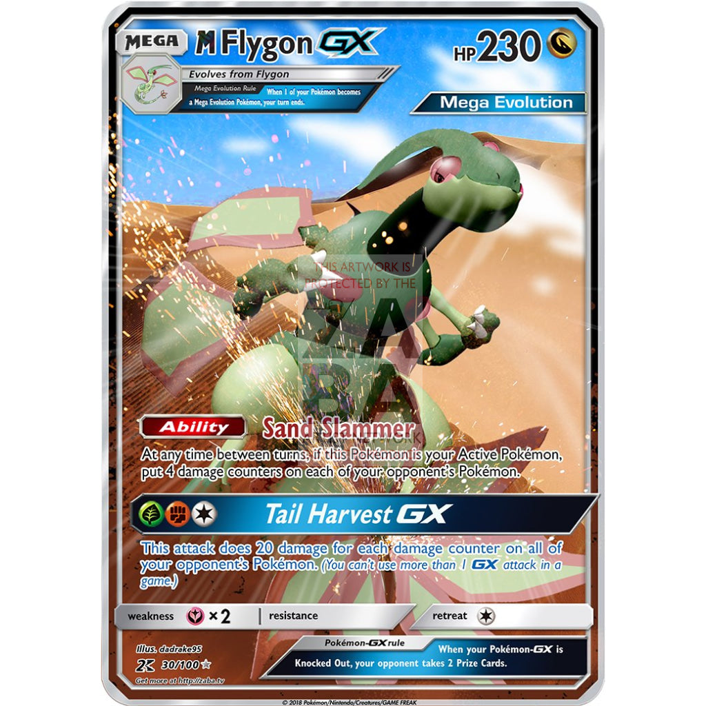 M Flygon Gx Custom Pokemon Card Silver Holographic