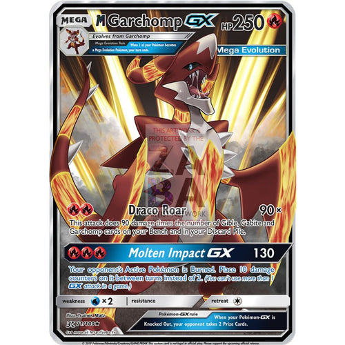 M Garchomp Gx (Fire) Custom Pokemon Card Silver Holographic