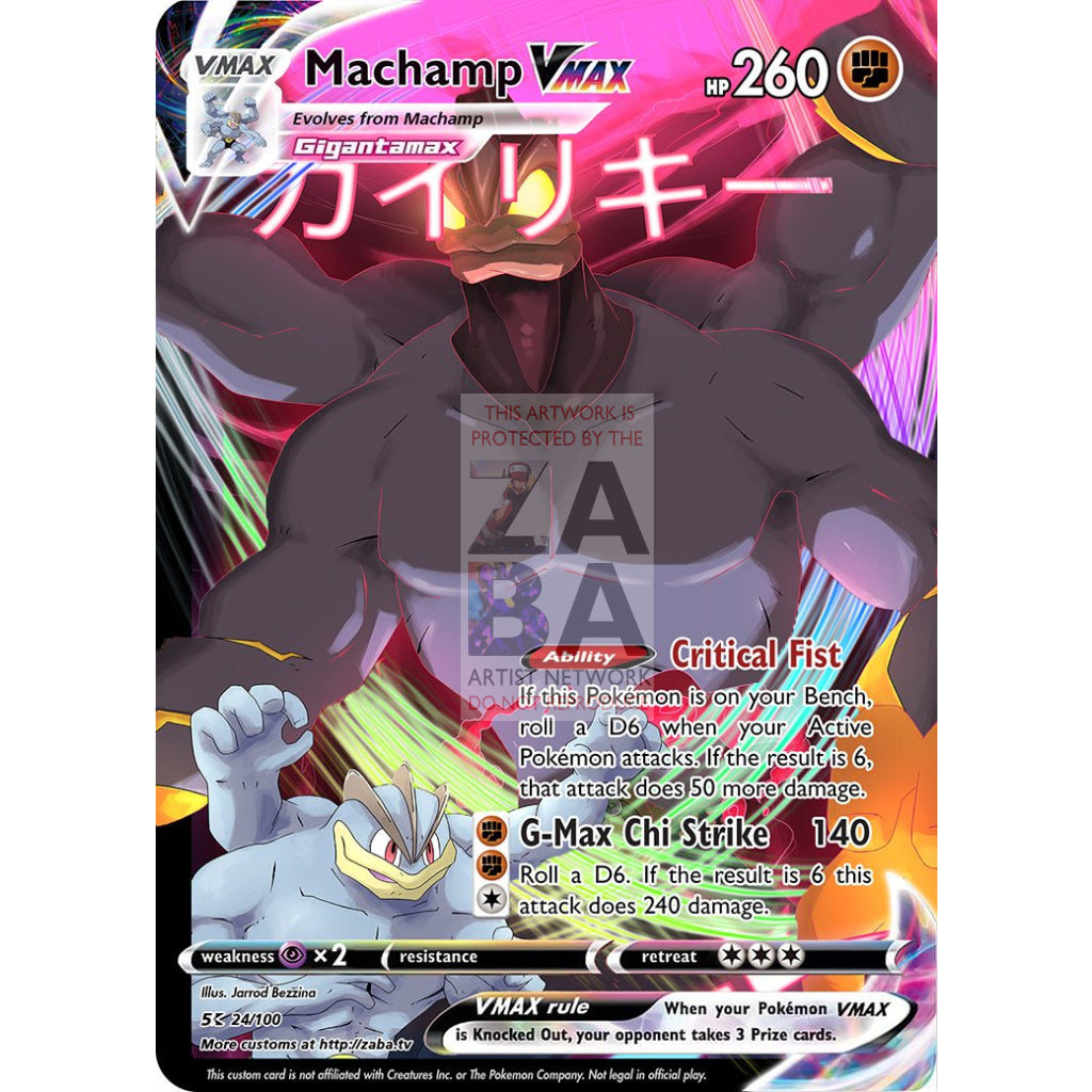 Machamp Vmax Custom Pokemon Card Silver Foil