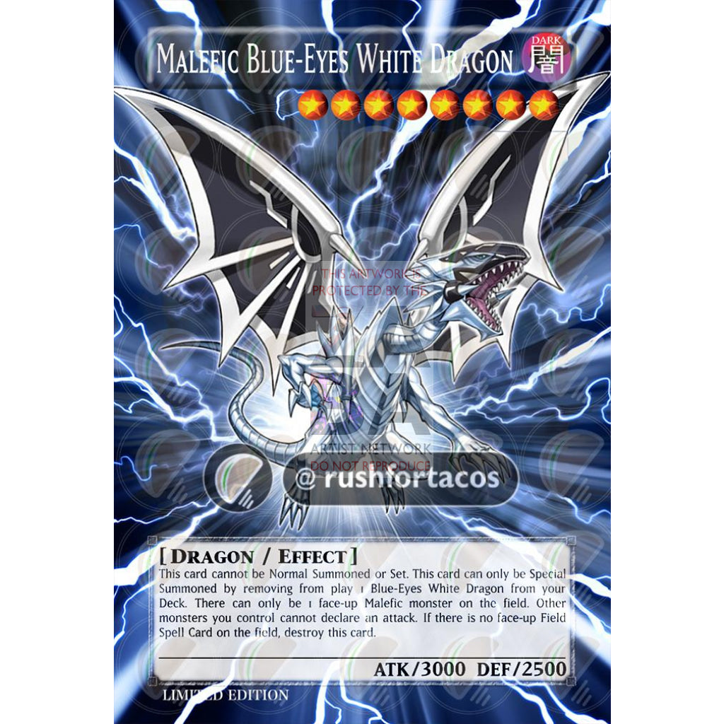 Malefic Blue-Eyes White Dragon Ymp1-En002 Full Art Orica- Custom Yu-Gi-Oh! Card