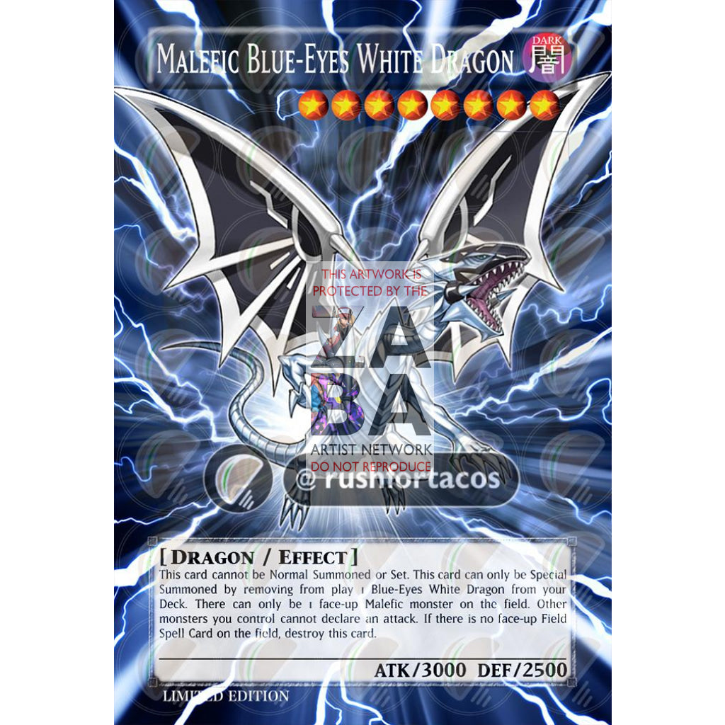 Malefic Blue-Eyes White Dragon YMP1-EN002 Full Art ORICA- Custom Yu-Gi-Oh! Card - ZabaTV