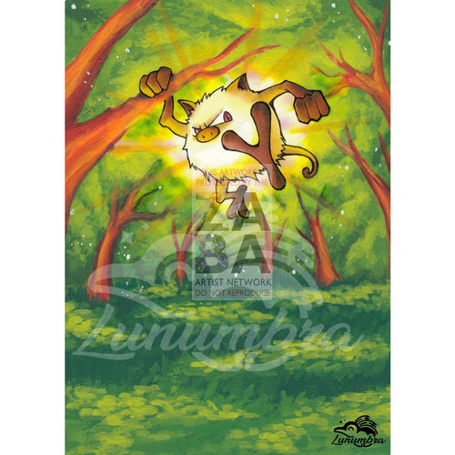 Mankey 55/64 Jungle Extended Art Custom Pokemon Card Textless Silver Holographic