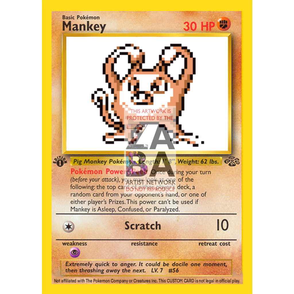 Mankey Game Sprite Custom Pokemon Card - ZabaTV