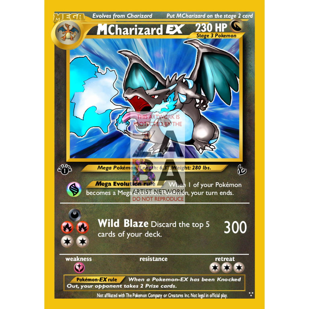 Mega Charizard X Ex Base Set Extended Art Custom Pokemon Card